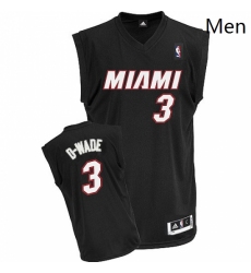 Mens Adidas Miami Heat 3 Dwyane Wade Authentic Black D WADE Fashion NBA Jersey
