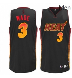 Mens Adidas Miami Heat 3 Dwyane Wade Authentic Black Vibe NBA Jersey