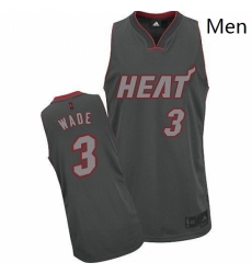 Mens Adidas Miami Heat 3 Dwyane Wade Authentic Grey Graystone Fashion NBA Jersey