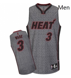 Mens Adidas Miami Heat 3 Dwyane Wade Authentic Grey Static Fashion NBA Jersey