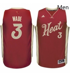 Mens Adidas Miami Heat 3 Dwyane Wade Authentic Red 2015 16 Christmas Day NBA Jersey