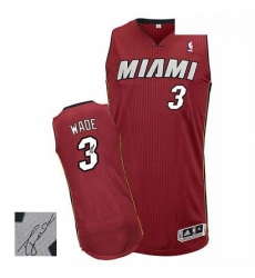 Mens Adidas Miami Heat 3 Dwyane Wade Authentic Red Alternate Autographed NBA Jersey