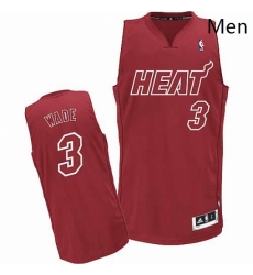 Mens Adidas Miami Heat 3 Dwyane Wade Authentic Red Big Color Fashion NBA Jersey