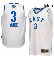 Mens Adidas Miami Heat 3 Dwyane Wade Authentic White 2016 All Star NBA Jersey
