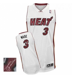 Mens Adidas Miami Heat 3 Dwyane Wade Authentic White Home Autographed NBA Jersey