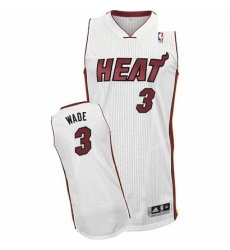 Mens Adidas Miami Heat 3 Dwyane Wade Authentic White Home NBA Jersey