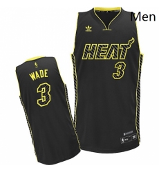Mens Adidas Miami Heat 3 Dwyane Wade Swingman Black Electricity Fashion NBA Jersey