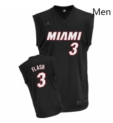 Mens Adidas Miami Heat 3 Dwyane Wade Swingman Black Flash Fashion NBA Jersey