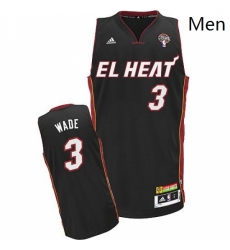 Mens Adidas Miami Heat 3 Dwyane Wade Swingman Black Latin Nights NBA Jersey