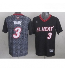 Mens Adidas Miami Heat 3 Dwyane Wade Swingman Black New Latin Nights NBA Jersey