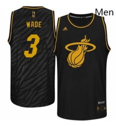 Mens Adidas Miami Heat 3 Dwyane Wade Swingman Black Precious Metals Fashion NBA Jersey