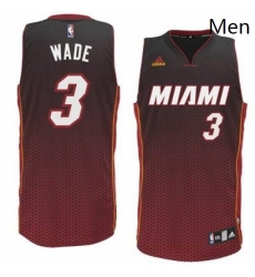 Mens Adidas Miami Heat 3 Dwyane Wade Swingman Black Resonate Fashion NBA Jersey