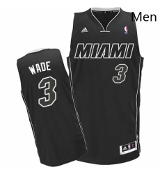 Mens Adidas Miami Heat 3 Dwyane Wade Swingman BlackWhite NBA Jersey