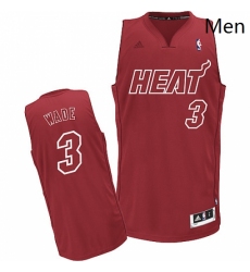 Mens Adidas Miami Heat 3 Dwyane Wade Swingman Red Big Color Fashion NBA Jersey