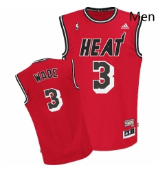 Mens Adidas Miami Heat 3 Dwyane Wade Swingman Red Hardwood Classics Nights NBA Jersey