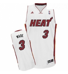 Mens Adidas Miami Heat 3 Dwyane Wade Swingman White Home NBA Jersey