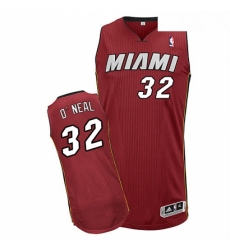 Mens Adidas Miami Heat 32 Shaquille ONeal Authentic Red Alternate NBA Jersey