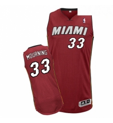 Mens Adidas Miami Heat 33 Alonzo Mourning Authentic Red Alternate NBA Jersey