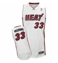 Mens Adidas Miami Heat 33 Alonzo Mourning Authentic White Home NBA Jersey