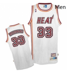 Mens Adidas Miami Heat 33 Alonzo Mourning Authentic White Throwback NBA Jersey
