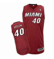 Mens Adidas Miami Heat 40 Udonis Haslem Authentic Red Alternate NBA Jersey