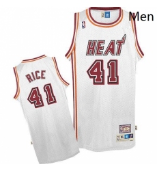 Mens Adidas Miami Heat 41 Glen Rice Authentic White Throwback NBA Jersey