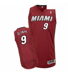 Mens Adidas Miami Heat 9 Kelly Olynyk Authentic Red Alternate NBA Jersey 