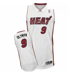 Mens Adidas Miami Heat 9 Kelly Olynyk Authentic White Home NBA Jersey 