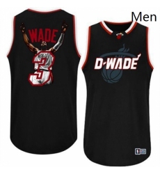 Mens Majestic Miami Heat 3 Dwyane Wade Swingman Black Athletic Notorious Fashion NBA Jersey