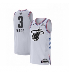 Mens Miami Heat 3 Dwyane Wade Authentic White 2019 All Star Game Basketball Jersey