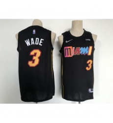 Men's Miami Heat #3 Dwyane Wade Black City Player Jersey