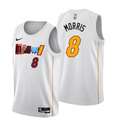 Men's Miami Heat #8 Markieff Morris 2022-23 White City Edition Stitched Jersey
