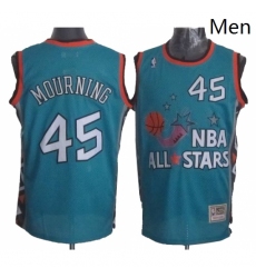 Mens Mitchell and Ness Miami Heat 45 Alonzo Mourning Swingman Light Blue 1996 All Star Throwback NBA Jersey