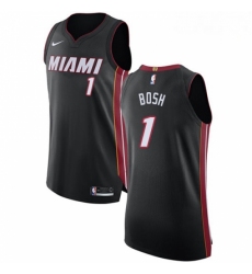 Mens Nike Miami Heat 1 Chris Bosh Authentic Black Road NBA Jersey Icon Edition