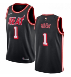 Mens Nike Miami Heat 1 Chris Bosh Swingman Black Black Fashion Hardwood Classics NBA Jersey