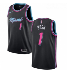 Mens Nike Miami Heat 1 Chris Bosh Swingman Black NBA Jersey City Edition