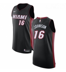 Mens Nike Miami Heat 16 James Johnson Authentic Black Road NBA Jersey Icon Edition