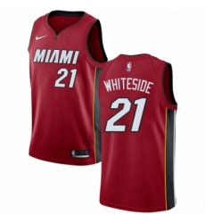 Mens Nike Miami Heat 21 Hassan Whiteside Authentic Red NBA Jersey Statement Edition