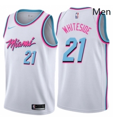 Mens Nike Miami Heat 21 Hassan Whiteside Authentic White NBA Jersey City Edition