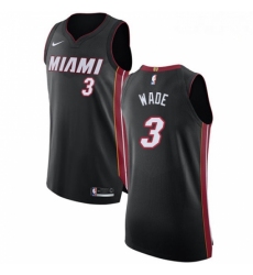Mens Nike Miami Heat 3 Dwyane Wade Authentic Black Road NBA Jersey Icon Edition