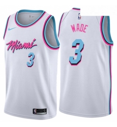 Mens Nike Miami Heat 3 Dwyane Wade Authentic White NBA Jersey City Edition