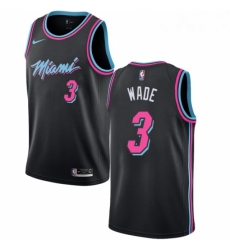 Mens Nike Miami Heat 3 Dwyane Wade Swingman Black NBA Jersey City Edition