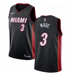 Mens Nike Miami Heat 3 Dwyane Wade Swingman Black Road NBA Jersey Icon Edition