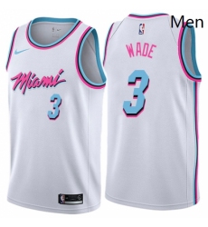 Mens Nike Miami Heat 3 Dwyane Wade Swingman White NBA Jersey City Edition