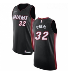 Mens Nike Miami Heat 32 Shaquille ONeal Authentic Black Road NBA Jersey Icon Edition