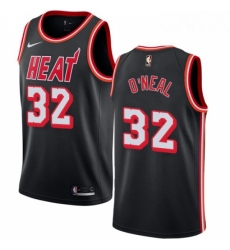 Mens Nike Miami Heat 32 Shaquille ONeal Swingman Black Black Fashion Hardwood Classics NBA Jersey