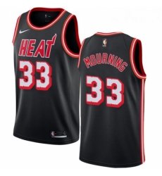Mens Nike Miami Heat 33 Alonzo Mourning Authentic Black Black Fashion Hardwood Classics NBA Jersey