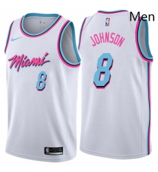 Mens Nike Miami Heat 8 Tyler Johnson Authentic White NBA Jersey City Edition 