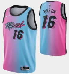 Miami Heat #16 Caleb Martin Blue Pink City Edition Jersey