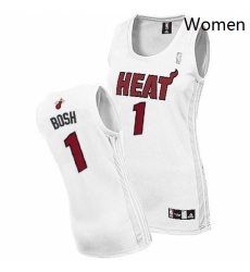 Womens Adidas Miami Heat 1 Chris Bosh Authentic White Home NBA Jersey